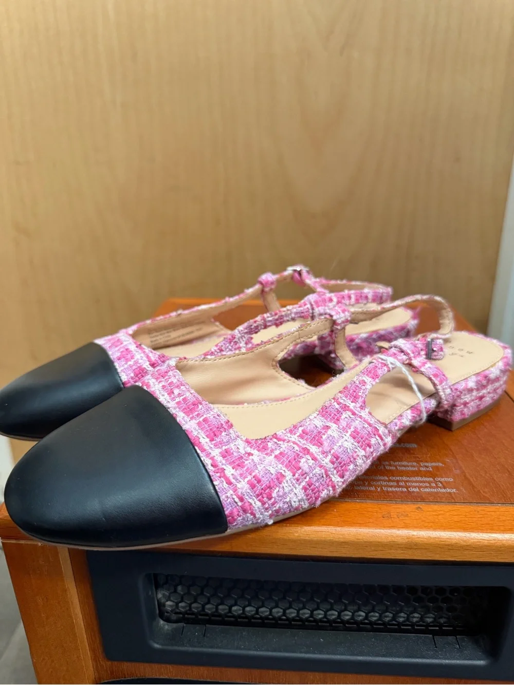 A New Day Women’s Pink Tweed Cap Toe Slingback Flats Size: 9